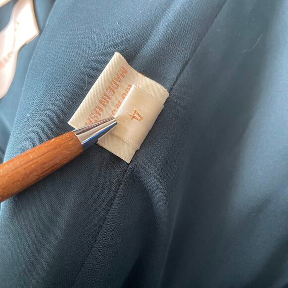 Marchesa Silk Knife Pleated Party Dress Strapless Black Crystals Teal 4 NWT - Picture 7 of 12